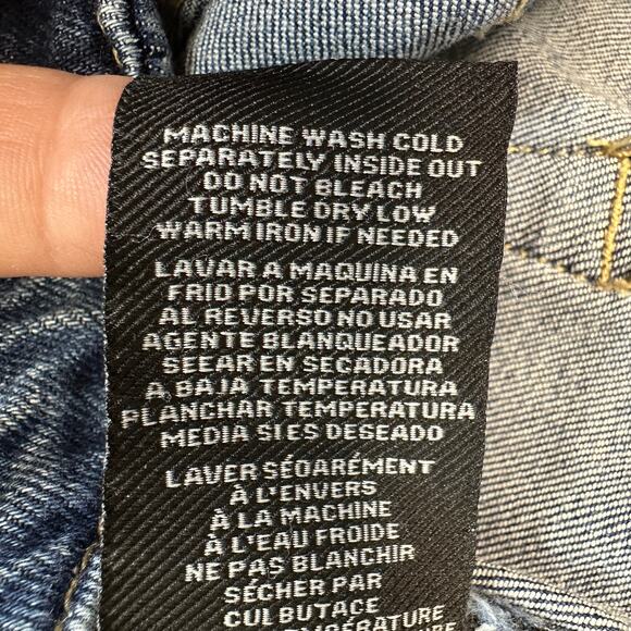 Fashion Nova Cut-Off Short WMNS 7 Dark Wash Denim Distressed High Rise Zip Fly - Picture 8 of 8